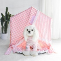 핑크 강아지 피카부 하우스 방석 애견 텐트 집 캐노피