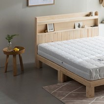 세계로가구 오리지널 편백나무 LED조명 원목침대+매트리스포함 슈퍼싱글 퀸 SS/Q, 무헤드형