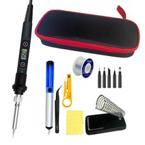 전기 납땜 인두 80W LCD 디지털 디스플레이 가변 온도 납땜 인두 팁 220V/110V 용접 납땜 도구, 02 set 4_02 EU