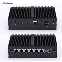 QOTOM 방화벽 마이크로 기기 Q190G6 셀러론 J1900 6 기가비트 LAN 게이트웨이 라우터 팬리스 미니 PC, 8G RAM 256G SSD_Q190G6 J1900 W