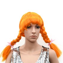 삐삐가발(오렌지) 패션 컬러 파티 통 말괄량이 연극 가발