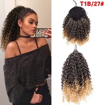 여성 가발 부분 포니테일 가발 정수리 업 스타일 반가발 leeons curly ponytail afro kinky curly ponytail, 13.5인치, t1b-27