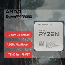 AMD Ryzen 9 3900X 3.8 GHz 12 코어 24 스레드 CPU 프로세서 7NM L3 = 64M 100-000000023 소켓 팬 미포함, 한개옵션0