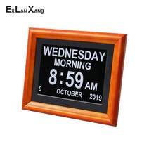 8인치 전자 LCD 큰 문자 노인 의학 화면 알림 알람 시계 디지털 사진 프레임 크리스마스 선물, 02 WHITE_02 미국 플러그
