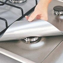 가스버너 스토브 수리 부속 4Pcs 가스 스토브 프로텍터 커버 라이너 클린 매트 톱 주방 악세사리, 4pcs 실버