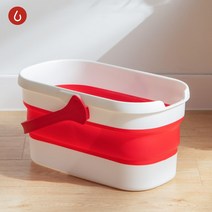 수영장뜰채 yijie 접이식 버킷 대용량 소형 12l 용량 접이식 6cm 보관 높이 |, 빨간색, [01] 빨간
