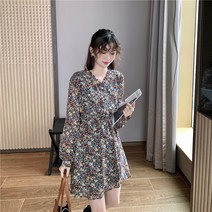 잔꽃스커트 브이넥 페플럼 플라워 여성 소프트스타일 허리보정 슬림핏 미드 롱원피스 2052815505