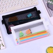 메쉬 필통 문구 추천 파우치 펜슬 필기구 신학기 선물 심플 필기류 라지 화이트 10개 중학색, 상세페이지 참조