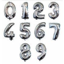 16 32 인치 호일 생일 풍선 에어 헬륨 번호 피규어 웨딩 해피 버스데이 파티 장식 아이 축하 해요, [08] Number 7, [02] 32 인치, [10] silver