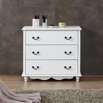 [로쏘] 프로방스 속깊은 3단서랍장, 색상:화이트