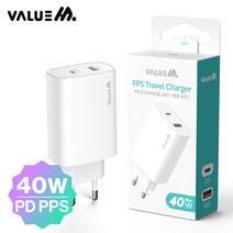 폰세상 VM 가정용 PD+USB 40w 2포트 고속충전기 화이트, 화이트몸통