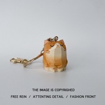 원목캣타워 고양이 귀여운 모던한 설치편한 사이잘 스트레칭 나무타워 나무 책상 액세서리 kaigou 오렌지, 03 Orange cat key chain