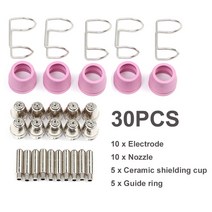 용접 용품 노즐 26/30PCS 인버터 DC 에어 플라즈마 커터 AG-60 커팅 토치/건 헤드 소모품 컷 0-60A 팁 전극, 01 30pcs