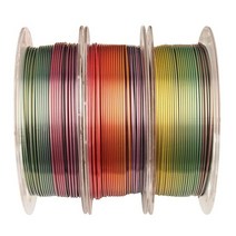 MIKA3D 1.75mm PLA 필라멘트 번들 스풀 3개 팩 (화이트/블랙/블루) 3D 프린터와 널리 호환 0.5kg(1파운드)/스풀 총 1.5kg(1.1파운드)/스풀 3, Shiny Silk Multicolor Rainbow
