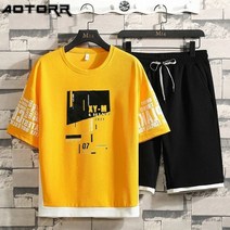 남성 트레이닝 세트 스웻 츄리닝 헬스 체육 복 2022 여름 캐주얼 반바지 트렌드 인쇄 티셔츠 반바지 2 피스 정장 패션 스포츠웨어 운동 m 4xl