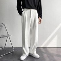 수입 봄 가을 남자 슬랙스 대학생 회사원 데일리 배정남 바지 와이드 테이퍼드핏 통넓은 팬츠 치트키 밴딩 면접 소개팅 나일론 면바지 부츠컷 키큰쇼핑