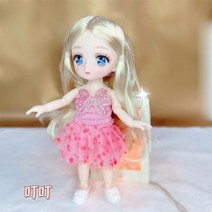 BJD 미니 16cm 13 가지 움직이는 관절 인형 1/12 멀티 컬러 헤어 공주 인형과 옷을 입을 수 있는 소녀 DIY 장난감 생일 선물, 10