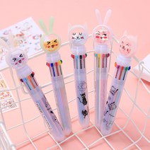 너스아이템 10색 컬러풀 볼펜 0.5mm, 하얀토끼
