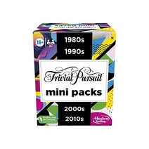 Trivial Pursuit 미니 팩 멀티팩 성인 및 16세 이상 청소년을 위한 재미있는 퀴즈 질문 4 Decades가 포함된 4개의 게임 포함