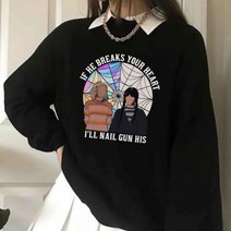 Addams and Enid-크루넥 스웨터 여성 풀오버 애드담 윈도우 후드 네버 모어 아카데미 고딕 의류 수요일