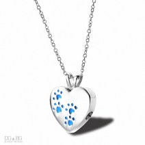 Keepake heart pet urn Titanium steel openable locket dog caskets 고양이 메모리얼 펜던트 ash cremation holder p, 검은 발자국