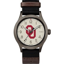 타이맥스 Timex 남성용 대학 클러치 40mm 시계 앨라배마 크림슨 타이드 블랙 원단 및 브라운 가죽 스트랩 Penn State Nittany Lions 가성비 추천 미국직구
