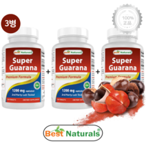 [3병] 베스트내추럴스 슈퍼 과라나 1200mg 180정 칼슘 천연 카페인 함유 영양제