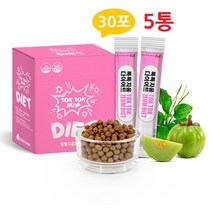 톡톡지움다이어트 가르시니아 다이어트 HCA 차전자피 식이섬유 실크펩타이드 분말 아연 장건강 유산균 체지방감소 기능성 배변활동 수용성 불용성 알로에 치커리 마카 아르기닌 레몬밤, 5통, 6g 30포