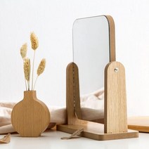 예쁜 미니멀 라운드 사각 화장대 나무 거울 / 작은 선반 모던 탁상 공주, 대형