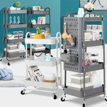 주방용 간식카트 이동식 트롤리 선반 욕실 침실 바퀴 가정용 슬라이딩, 상품선택, 블랙