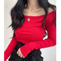 봉시스터즈 오프숄더골지긴팔티 여성티셔츠 여자티 긴팔 긴소매 무지 기본티 레이어드티 오프숄더