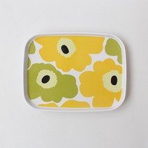 DearDali 핀란드 동종 플라워 드 쟁반 찻판 가정용 거실 플라스틱 찻잔 쟁반 과일 쟁반2p, 황록색 네모난 접시