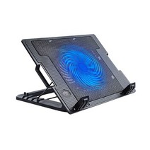 노트북거치대 트웰브사우스 누워서노트북 냉각 패드 쿨러 휴대용 2 usb 포트 쿨러 냉각 패드 스탠드 블루 led 팬이 있는 진정 매트, 검은색