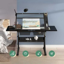 토목 제도판 드로잉 회화 인테리어 이젤 설계 스케치, 아크릴 양면패널 제도판 90x60cm + 의자