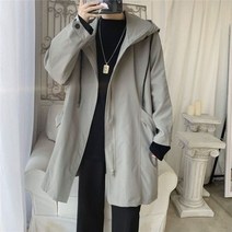 남자트렌치코트 DIMI 남성 캐주얼 힙합 스트리트웨어 코트s 신사복 후드 자켓 블랙 Harajuku Windbreaker Over코트