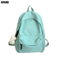 DFMEI 백팩 캔버스 백팩 여 캠퍼스 퓨어 컬러 책가방