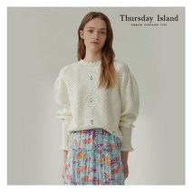 [백화점매장정품출고] 써스데이아일랜드 여성 니트 가디건 [Thursday Island] 폼폼이 플라워 풀오버(T212MSW134W)