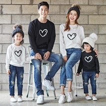 몽피마피 기모 하트하트 맨투맨 패밀리 긴팔