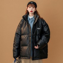 비건 패딩 30대 인조 여성 에코 겨울 PU 레더 점퍼 오버핏 다운