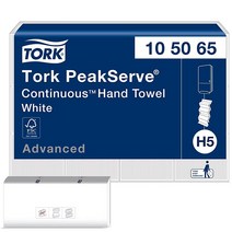Tork PeakServe 연속 페이퍼 핸드 타월 화이트 H5 프리미엄 압축 12 x 270장 105066, 12 x 410 sheets