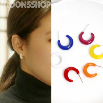 문스샵 질투의화신 표나리 젤리 컬러링귀걸이 아즈나브르 정품 미니링 작은링 큰링 오버사이즈 2cm 3cm 5cm 6cm 레드 화이트 블루 다양한 19컬러