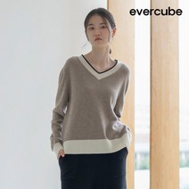 [런칭가 198000원] 에바큐브 퓨어 캐시미어 200g 브이넥 풀오버 1종