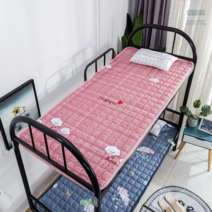 슈퍼 여름 침대 패드 삼베 면 고정 광목 누빔 워싱 냉감 방수 순면 이불 미끄럼 패밀리 퀸 킹 라지, 너비 0.9m*길이 1.9m, 핑크[접으면 물세탁 가능]