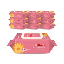 피부진정 성분 함유 수딩케어 물티슈 72매 캡x10팩 사이즈 업 물티슈, 수딩케어 플러스 아기물티슈 캡 72매x10팩