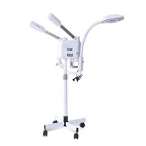 페이셜 스티머 고온 및 저온 스팀 8X LED 확대 램프 오존 나노 이온 가습기 기화기 미스트 3 in 1, [01] EU PLUG