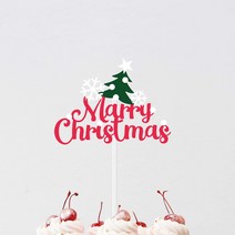 메리 크리스마스 토퍼 케이크 토퍼 성탄절 트리 연말 소품 홈파티