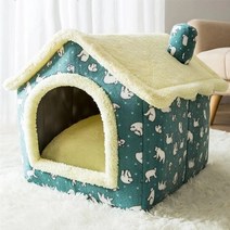 강아지 고양이 따뜻한 극세사 강아지집 애완 동물 제품 바구니 동굴 소파, 초록, 리터 53x43x46cm