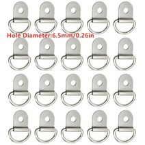 스탠다드메카닉 중장비 부품 20개 블랙 d 모양 풀 후크 타이 다운 앵커 링 철 스테인레스 스틸 카고 타이 다운 링 자동차 트럭 트레일러 rv 보트 DIY, 실버 6.5mm