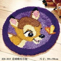 펀치니들 프랑스 스킬자수 DIY키트, ZD015 사슴, 45cm 컬러 인쇄망