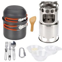 펠렛연소기 티타늄 화목 난로 펠릿 거꾸로타는 리버스 백패킹 주물 캠핑용 13pcs 야외 냄비 그릇 조리기구 피크닉 요리 세트 야외 휴대용 접이식 나무 냄비 식기 요리 세트, 오렌지 13pcs 키트